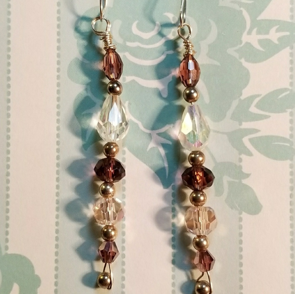 #0206 Purple & White Swarovski Earrings